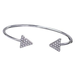 Silvertone Triangle Pave Cuff With Swarovski Crystals